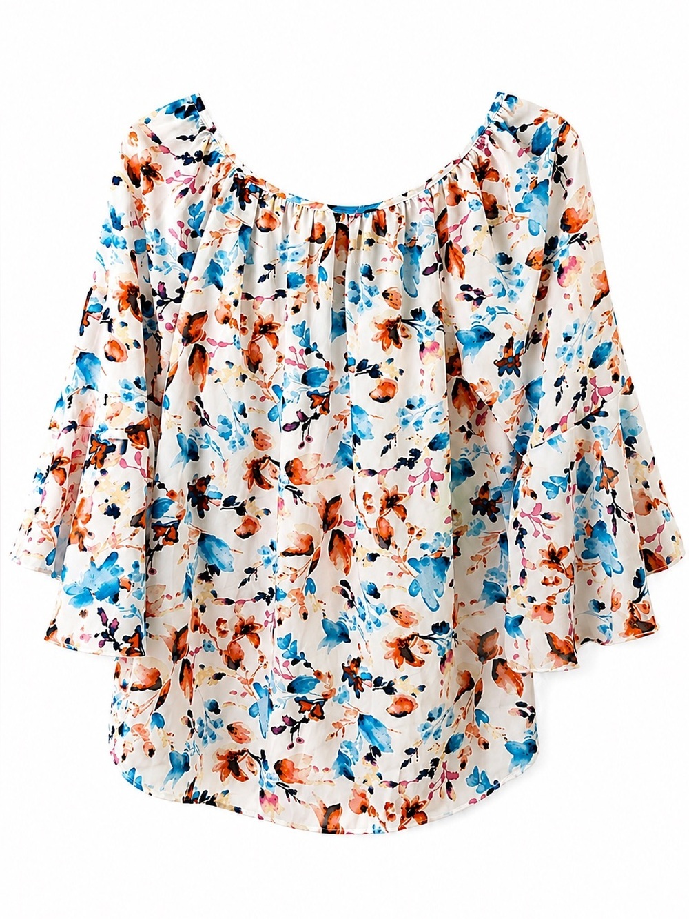 Floral Off Shoulder Bell Sleeve Top - Picture 4 of 4